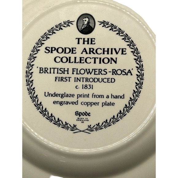 The Spode Archive Collection “British Flowers Rosa” Plate Vintage - Picture 7 of 7